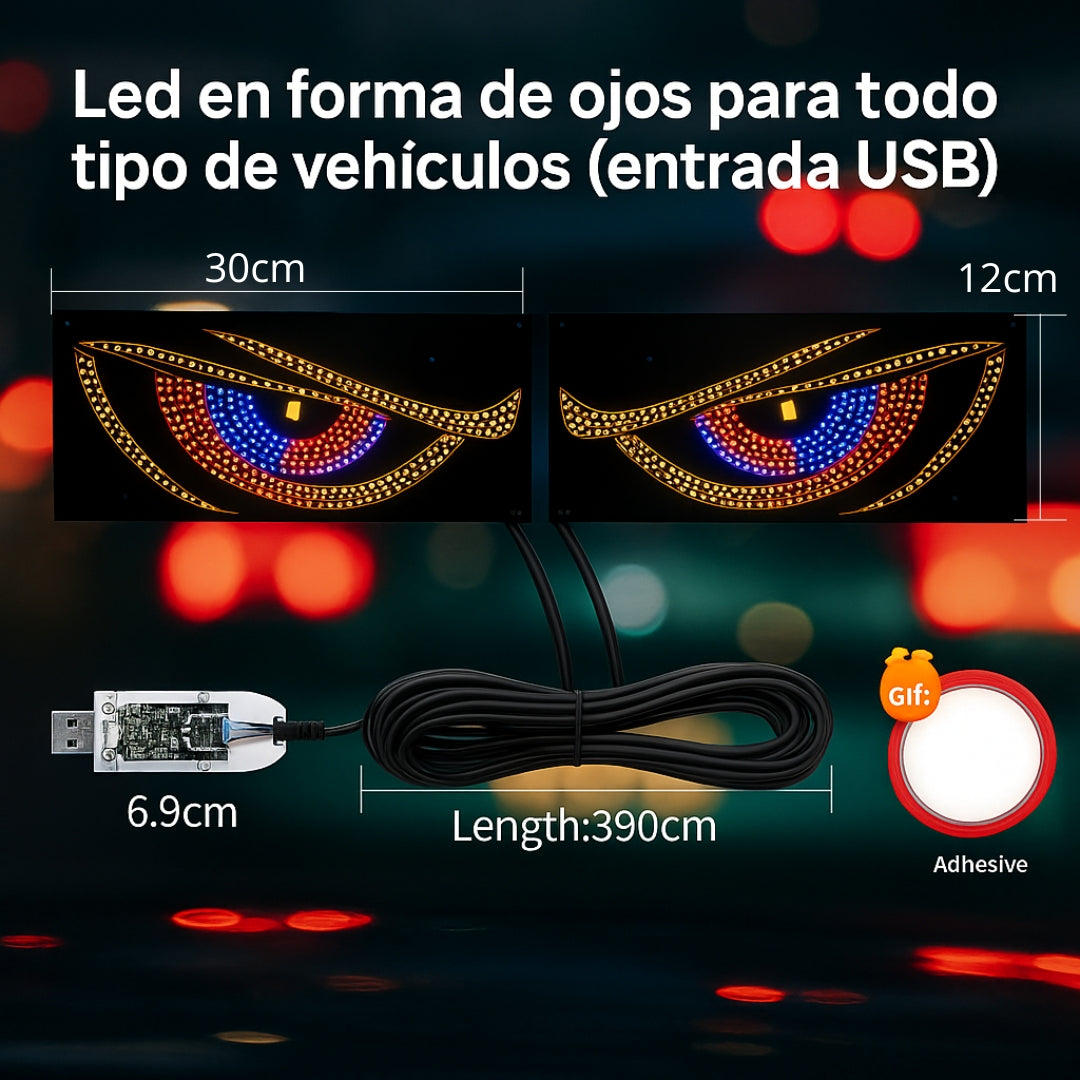 Led en forma de ojos 30cm c/u (2 unidades + entrada USB) + Envío gratis + Garantía