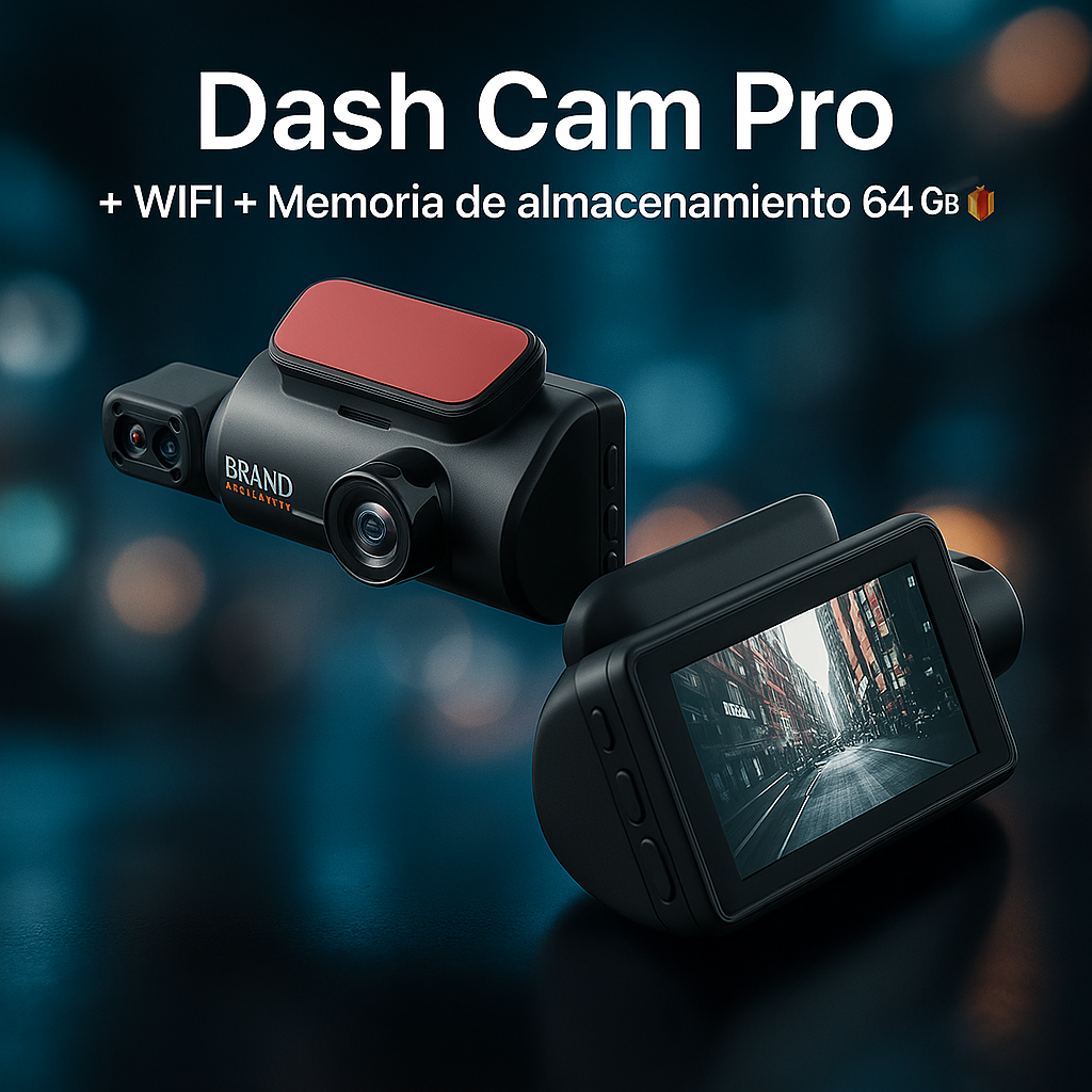 Dash Cam Doble lente + Memoria 64GB + Envío gratis + Garantía