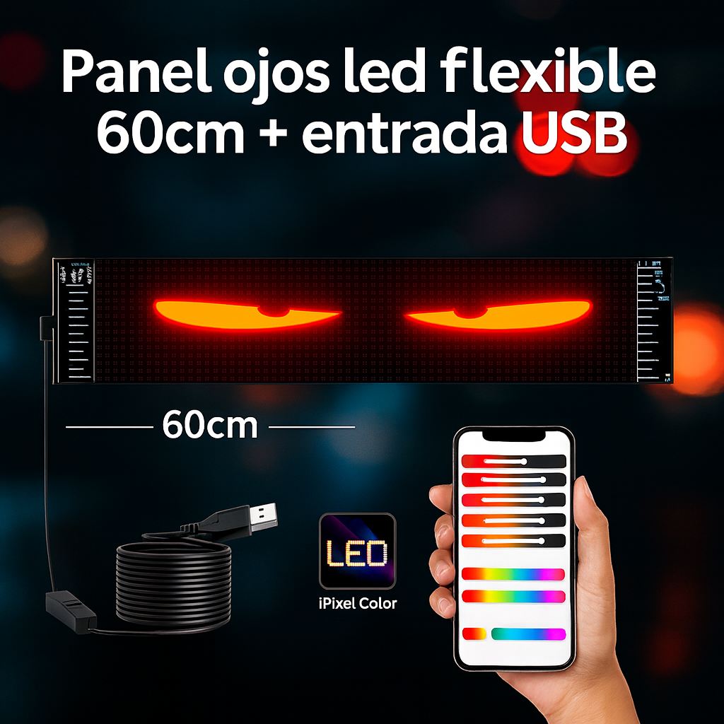 Panel ojos LED flexible 60cm + APP + USB + Envío GRATIS + Garantía